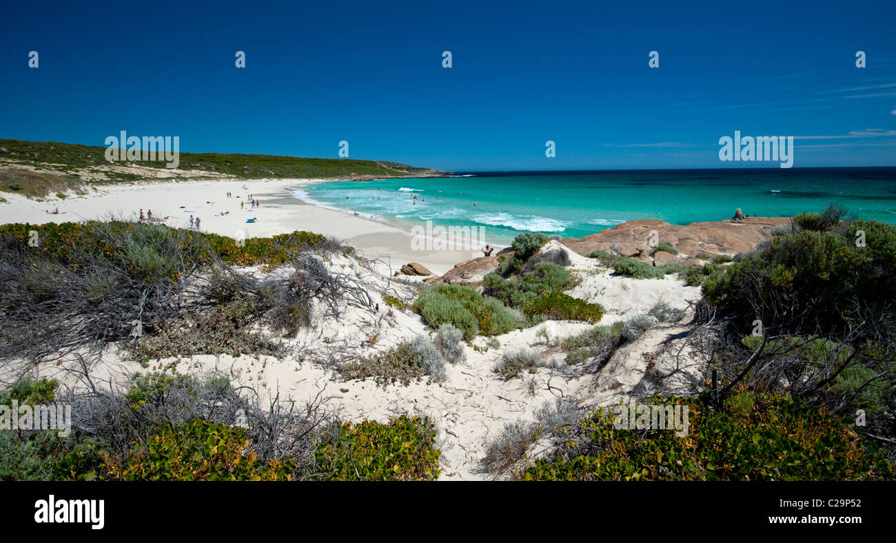 Redgate beach is located in the Margaret River region of Western Australia and is a popular surf Beach. Stock Photo