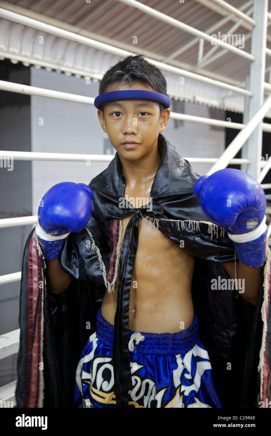 A Muay Thai, kick boxer waiting for his fight, Phuket , Thailand