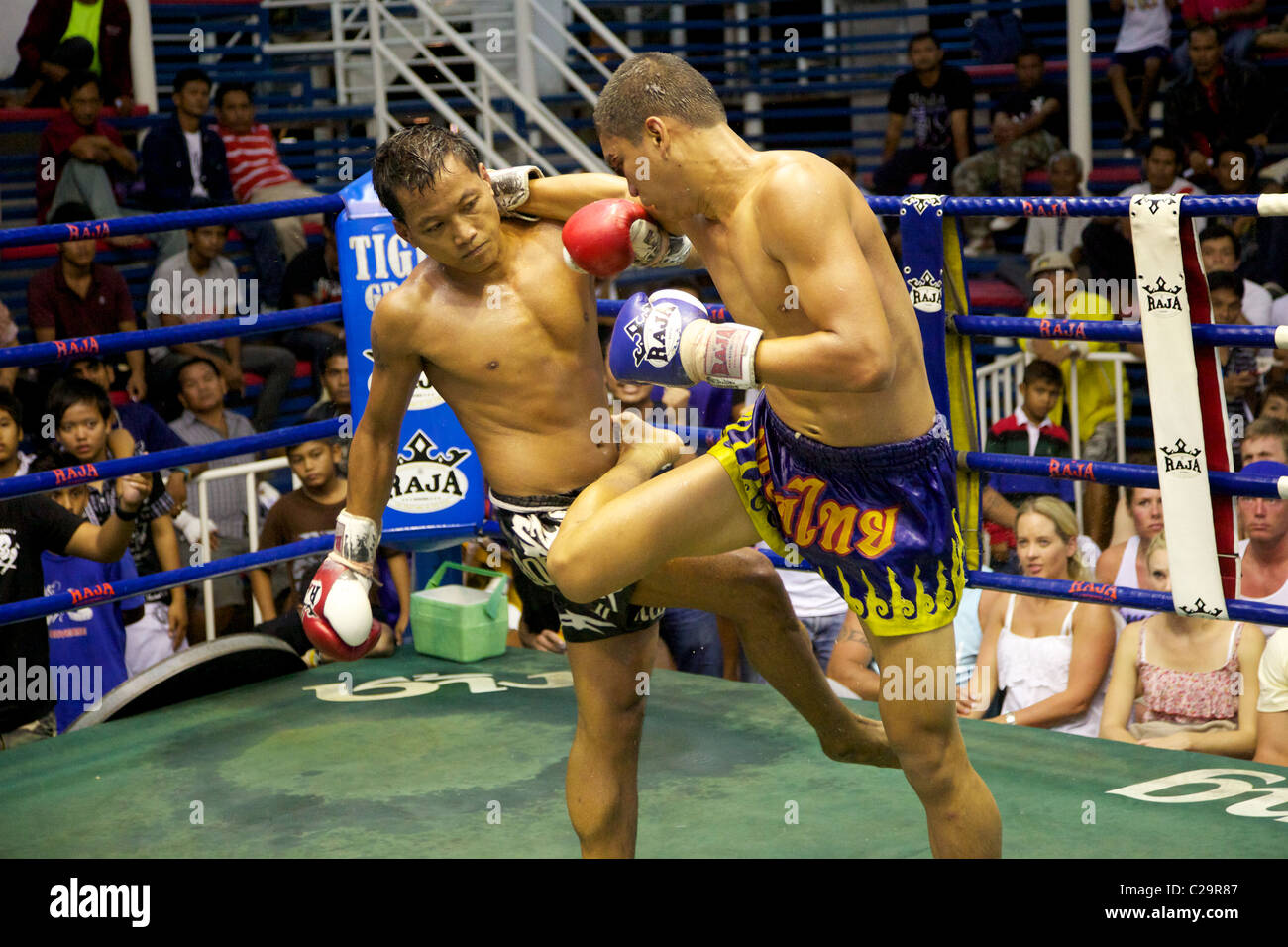 A Muay Thai, kick boxer waiting for his fight, Phuket , Thailand