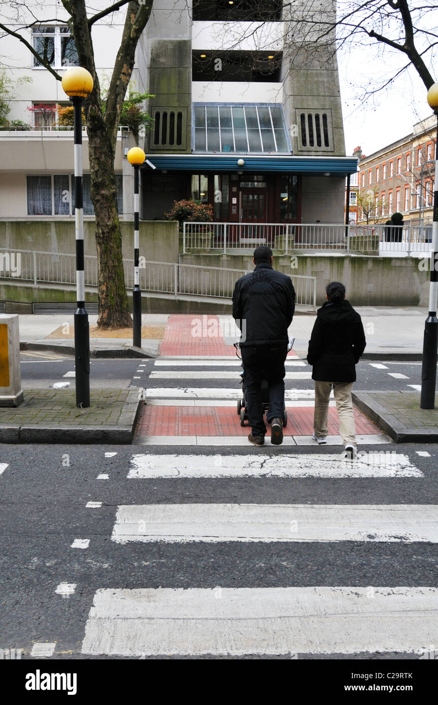 Hunter Street pedestrian crossing by Brunswick Centre, London, UK. Stock Photo