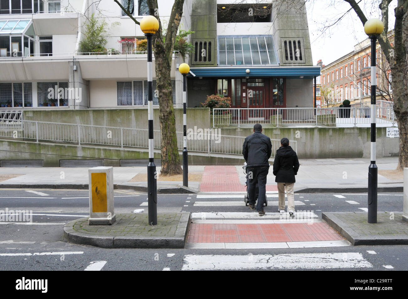 Hunter Street pedestrian crossing by Brunswick Centre, London, UK. Stock Photo