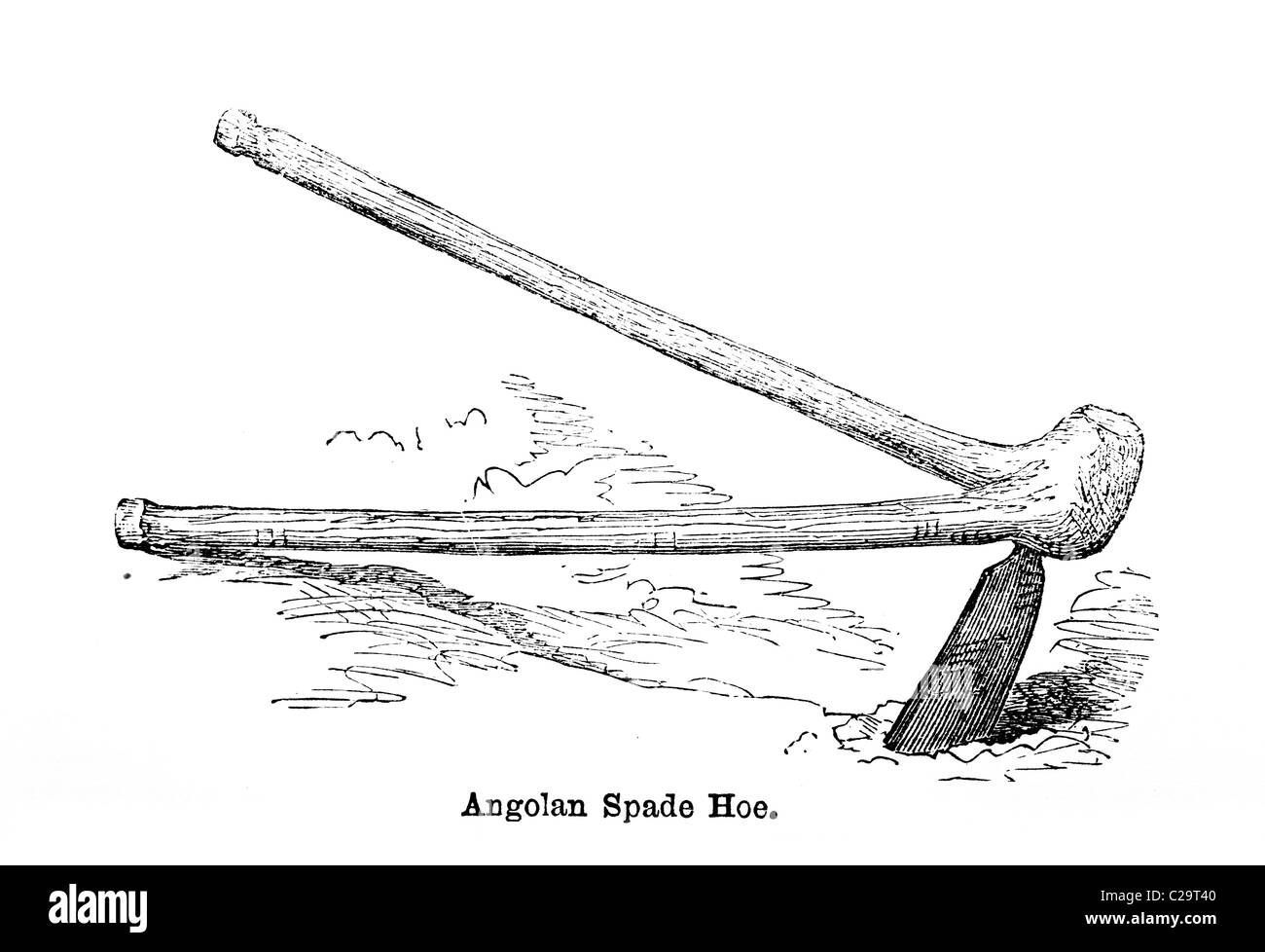 Angolan Spade Hoe, 19th century illustration Stock Photo