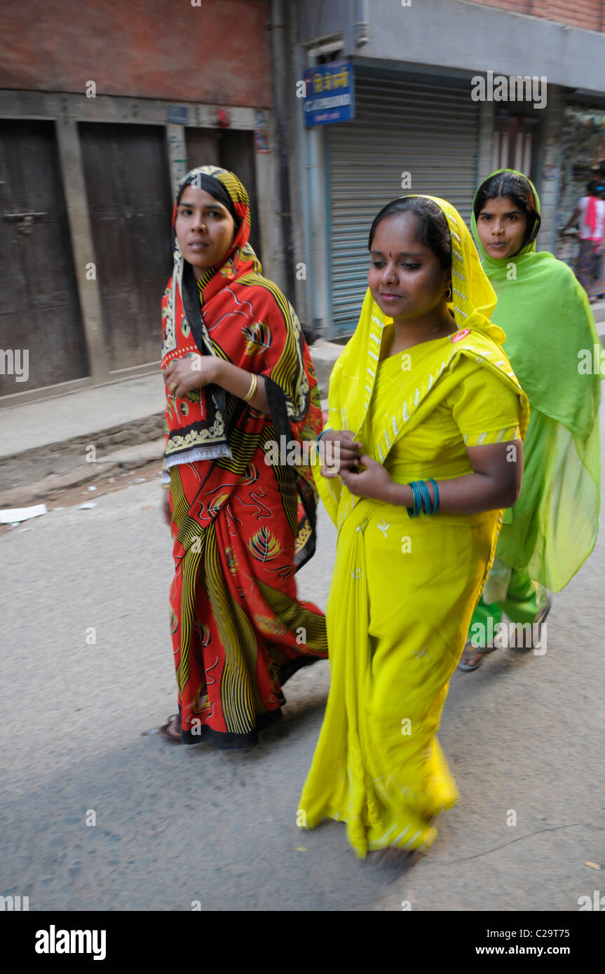 nepalis ladies , early morning in kathmandu, nepal Stock Photo Alamy