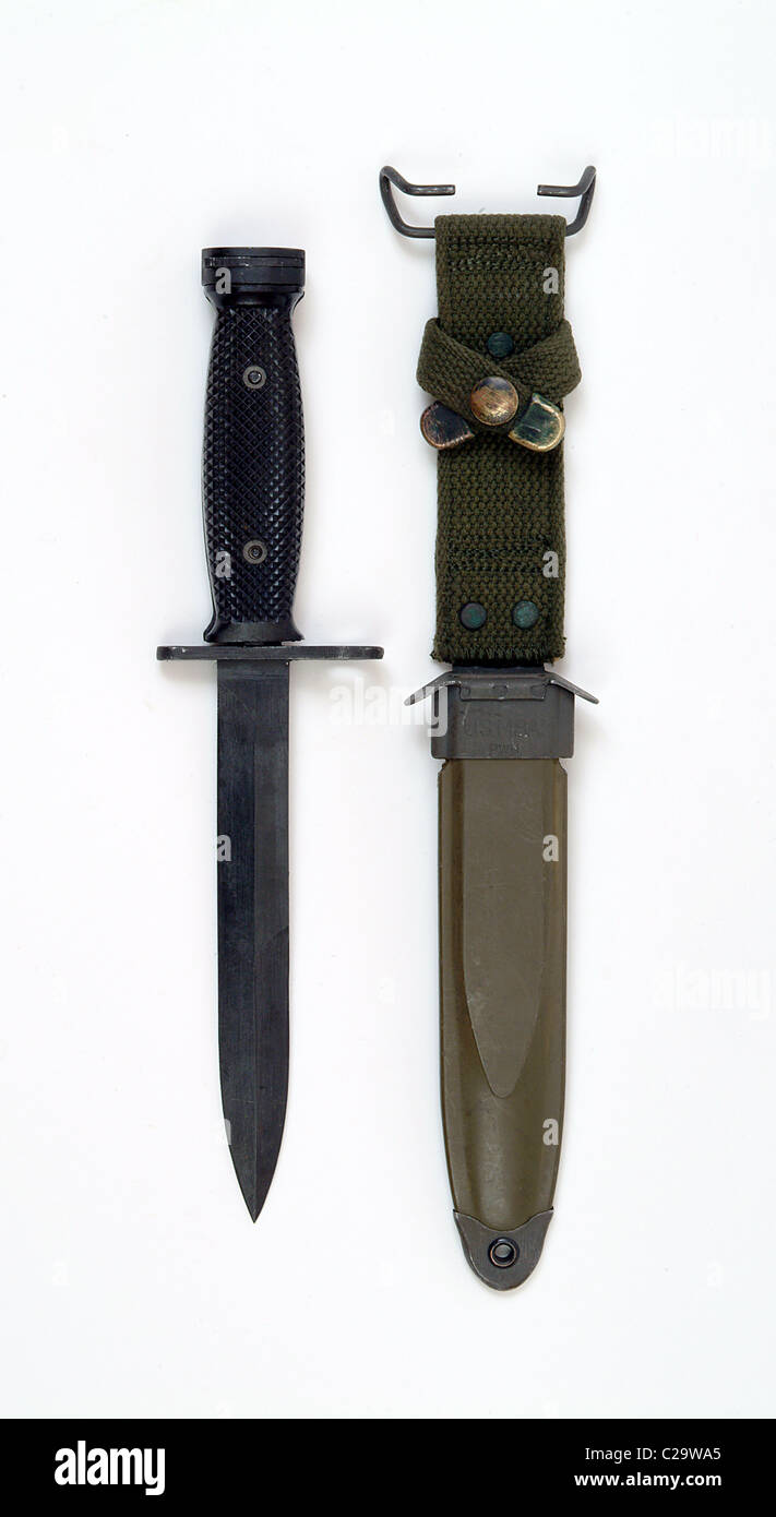 Vietnam period American M7 bayonet for M16 M16A1 rifle. Used until the 1990s. Stock Photo