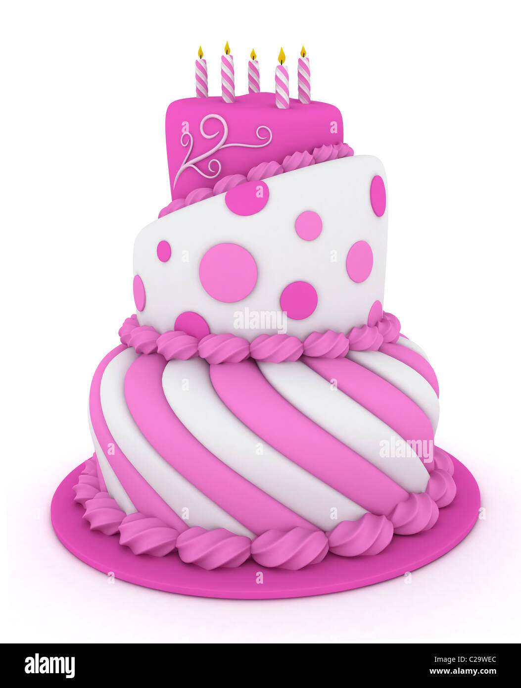 Pink tiered cake Cut Out Stock Images & Pictures - Alamy