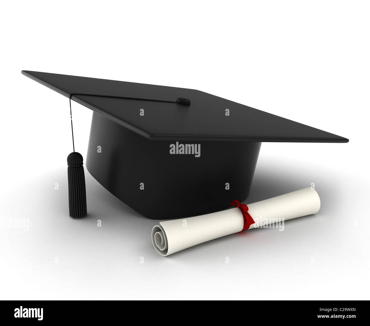 3D Illustration of a Graduation Cap and Diploma Stock Photo - Alamy