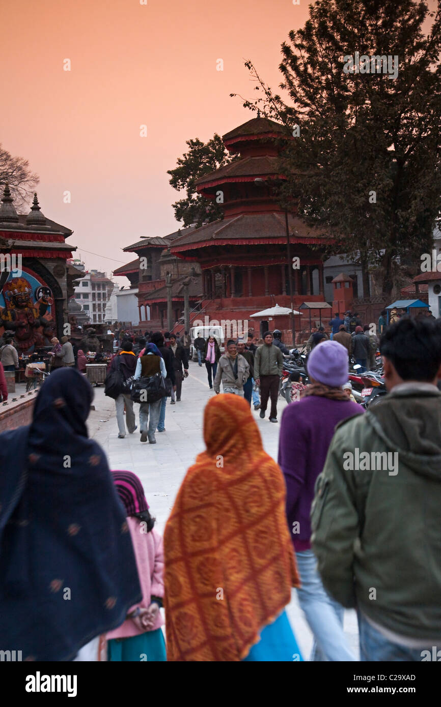 Crowd walking in Durbar Square. Kathmandu, Nepal Stock Photo