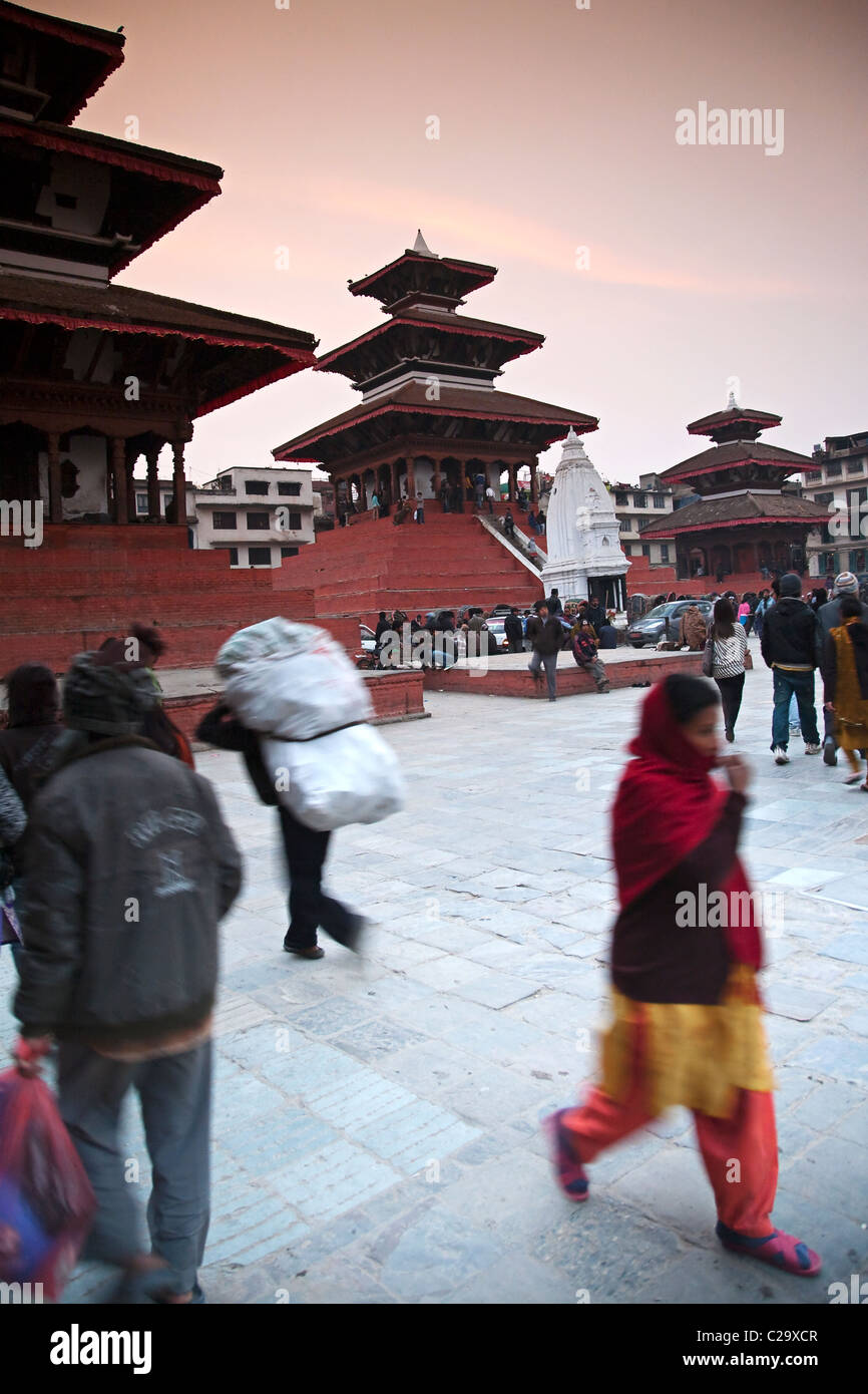 People walking in Durbar Square. Kathmandu, Nepal Stock Photo