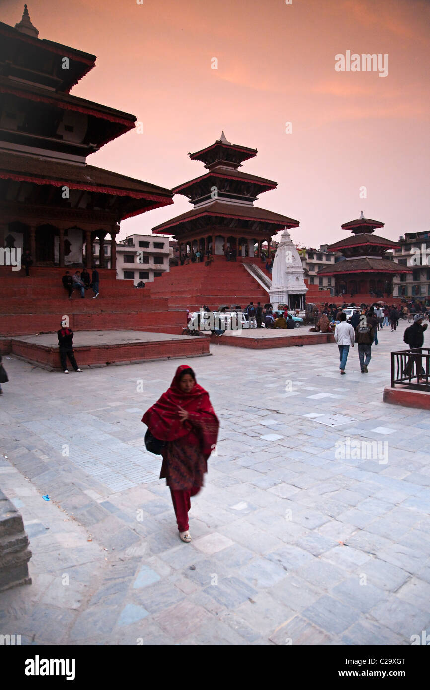 Woman walking in Durbar Square. Kathmandu, Nepal Stock Photo