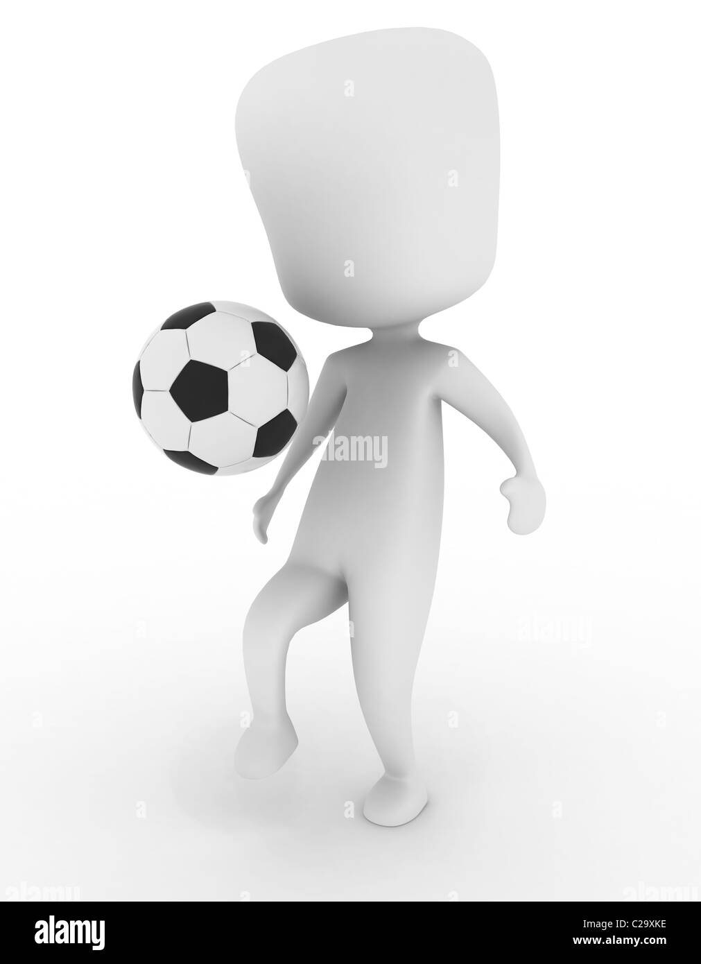 3D Illustration of a Man Playing with a Soccer Ball Stock Photo