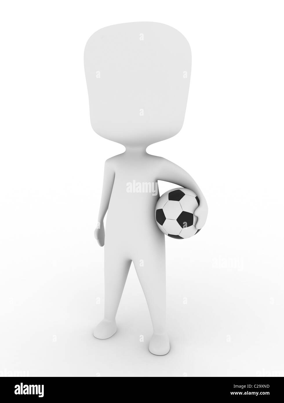 3D Illustration of a Man Carrying a Soccer Ball Stock Photo