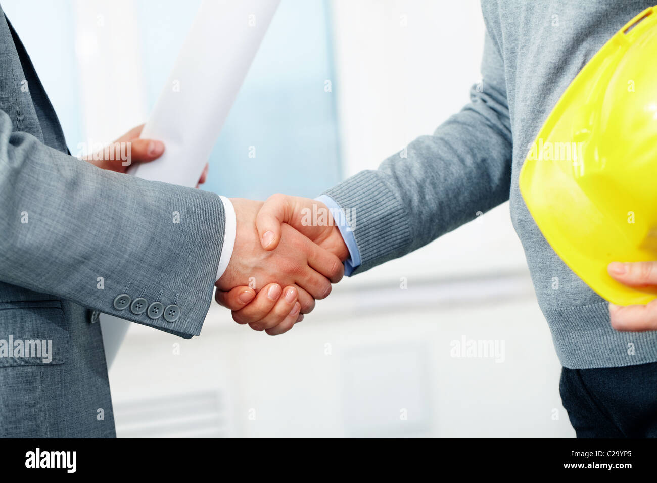 Close-up of two architect’s hands shaking Stock Photo - Alamy