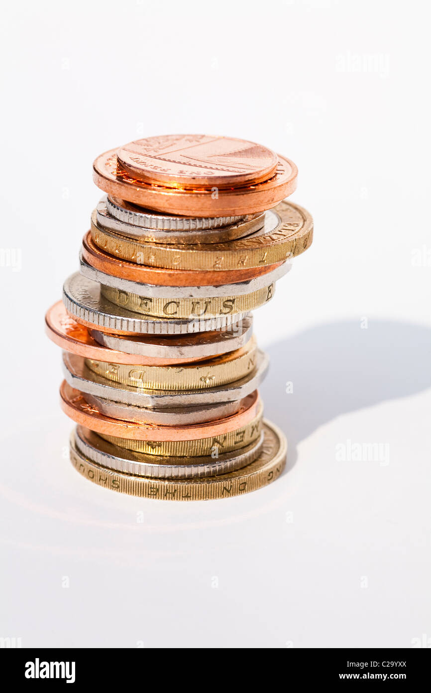 Pile of loose change Stock Photo