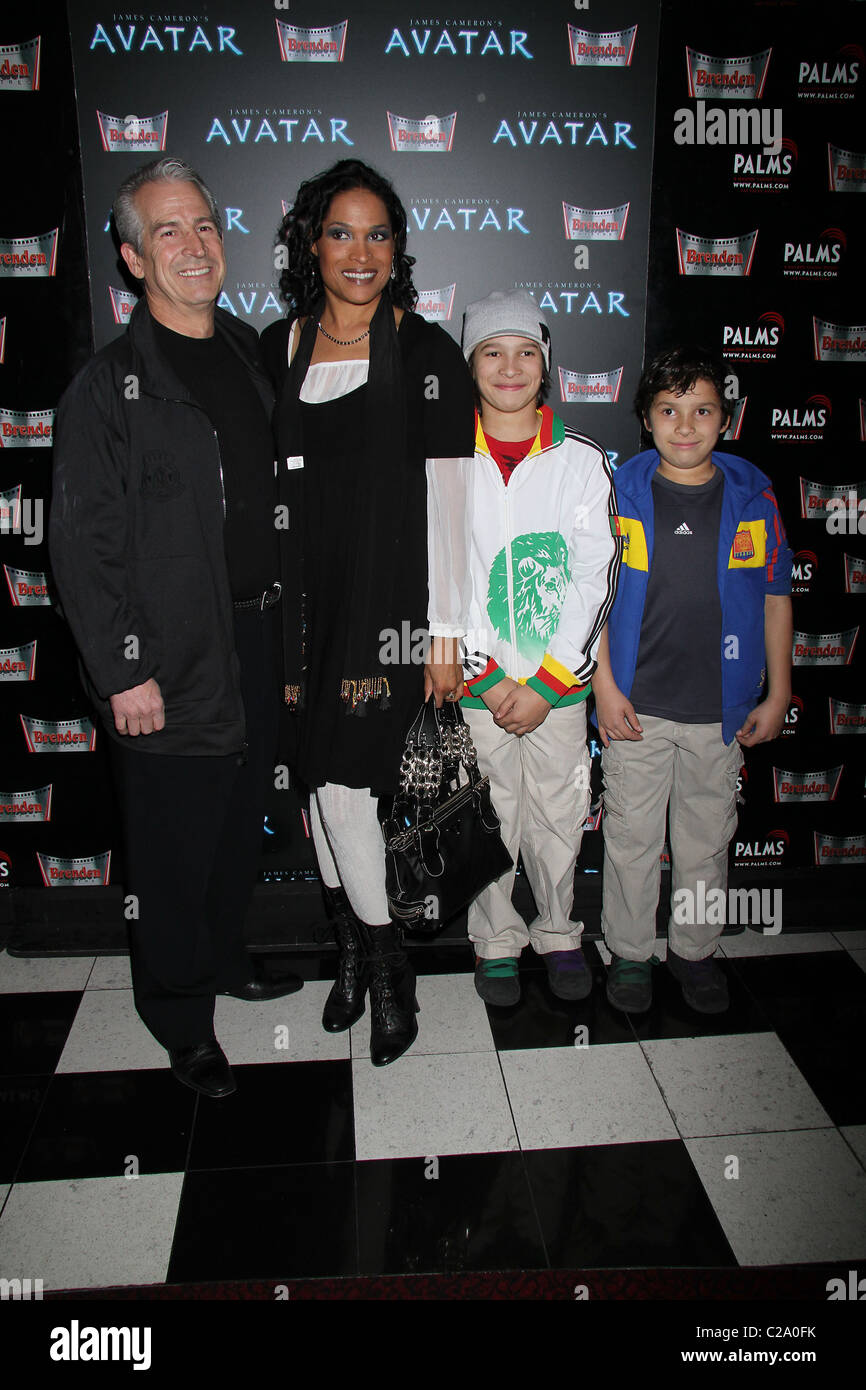 Rasheda Ali, husband Robert Walsh, sons Biaggio, Nico Brenden Theatres celebrity screening of 'avatar' at the Palms Hotel and Stock Photo