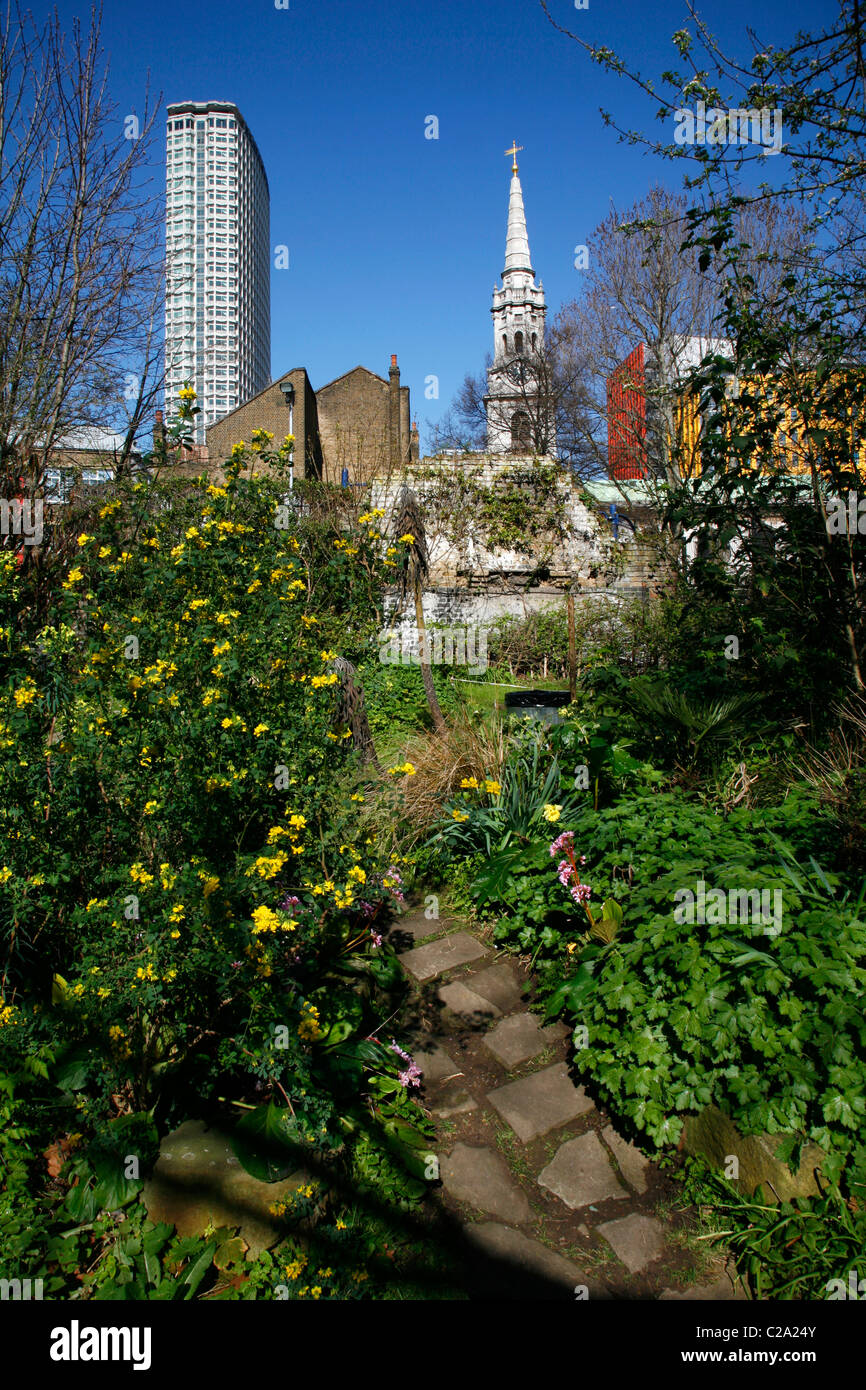 View Out Of The Phoenix Garden To Centre Point And St Giles Church St Giles London Uk Stock Photo Alamy