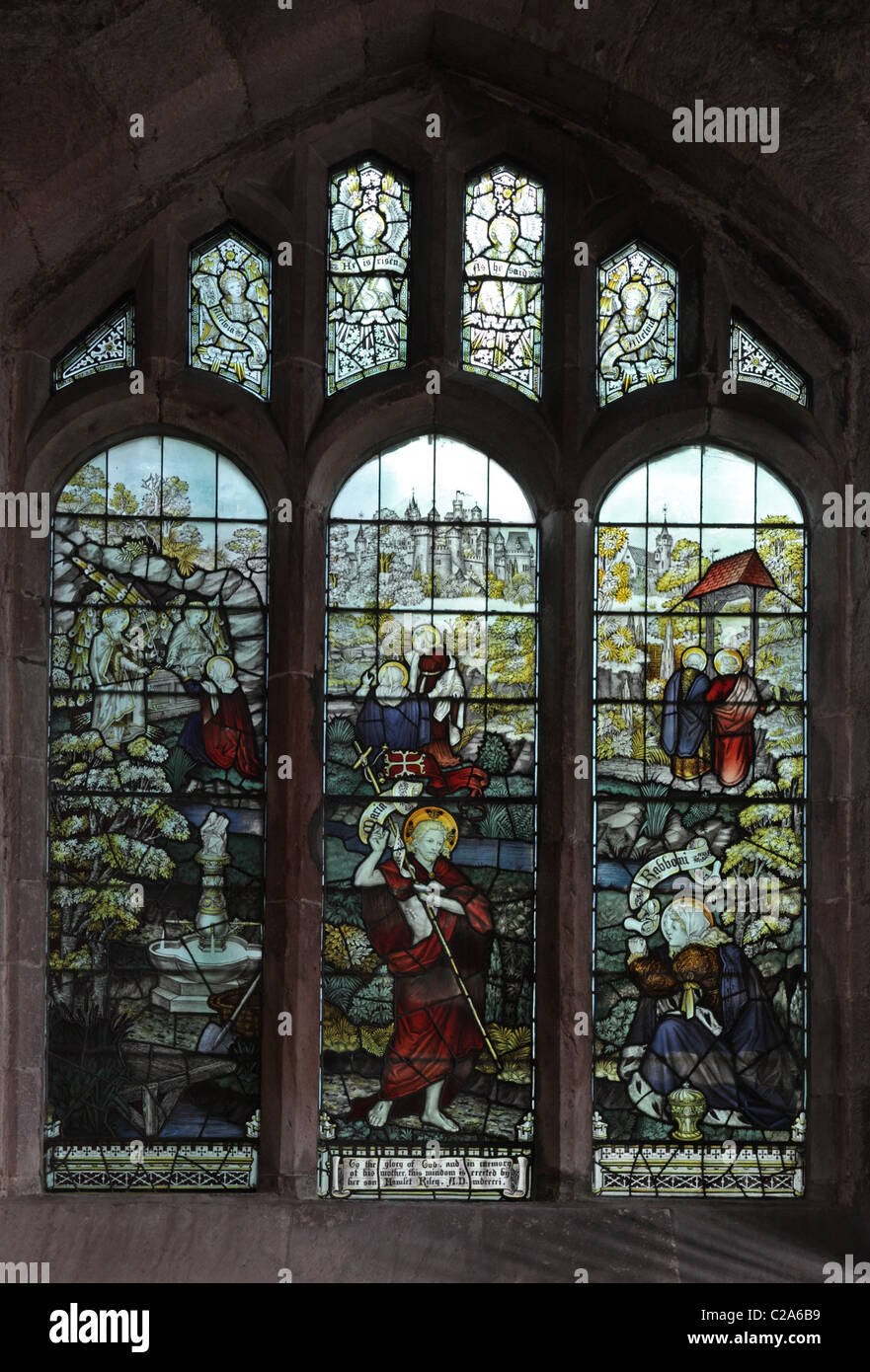 A stained glass window by the Kempe Studios, depicting Resurrection