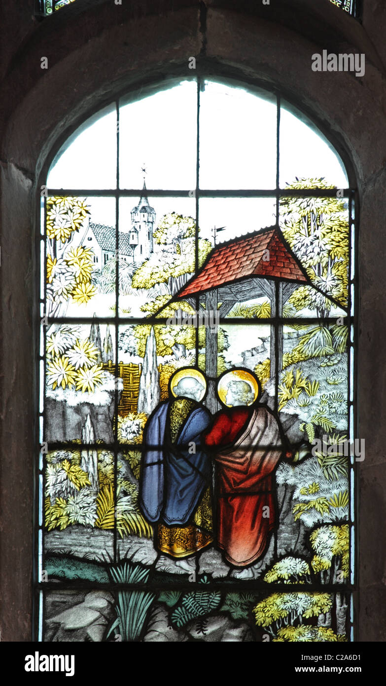 A stained glass window by the Kempe Studios, depicting Resurrection