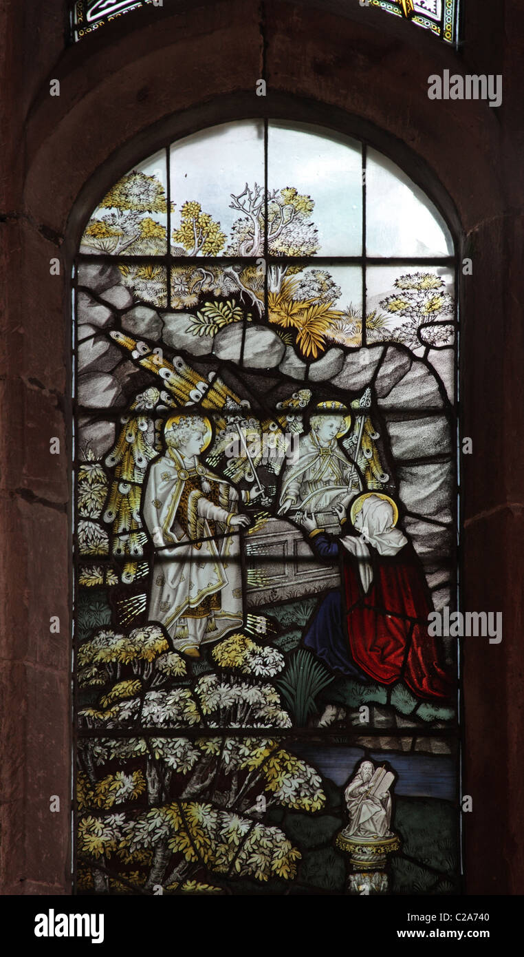 Detail of a stained glass window by the Kempe Studios, depicting