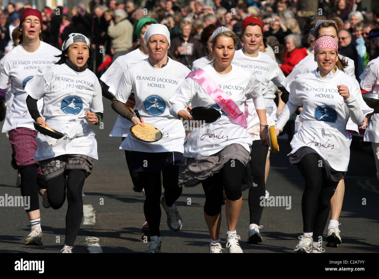THE WORLDS OLDEST PANCAKE RACE IN OLNEY BUCKS Stock Photo Alamy