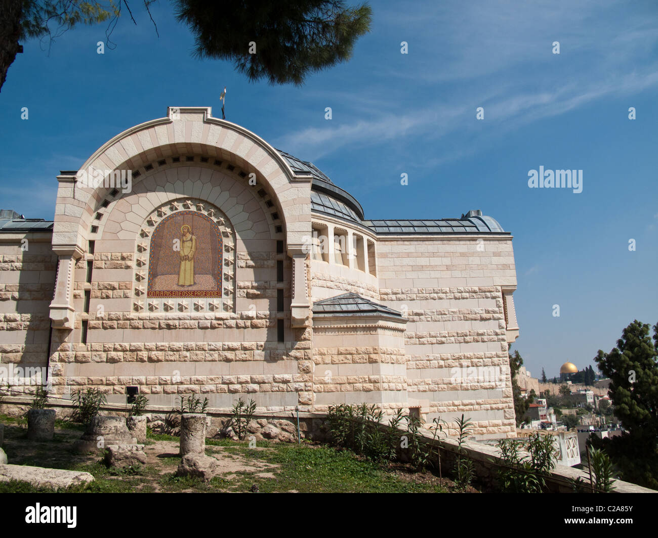 St. Peter in Gallicantu Church on the Eastern slopes of Mount Zion in Jerusalem. Erected in 1931. Stock Photo