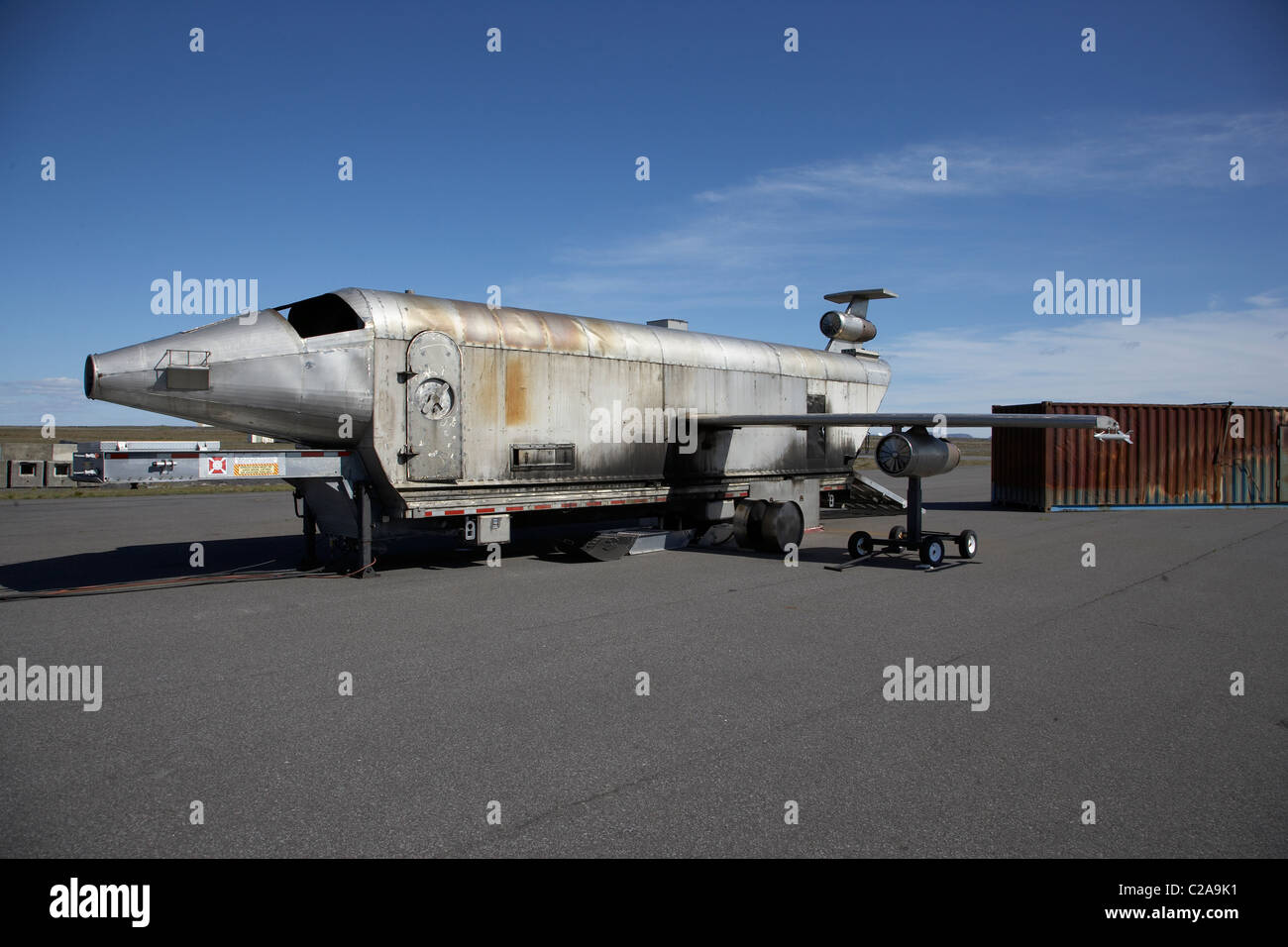 Scrap plane use for fire drills at Keflavik Airport, Iceland Stock Photo