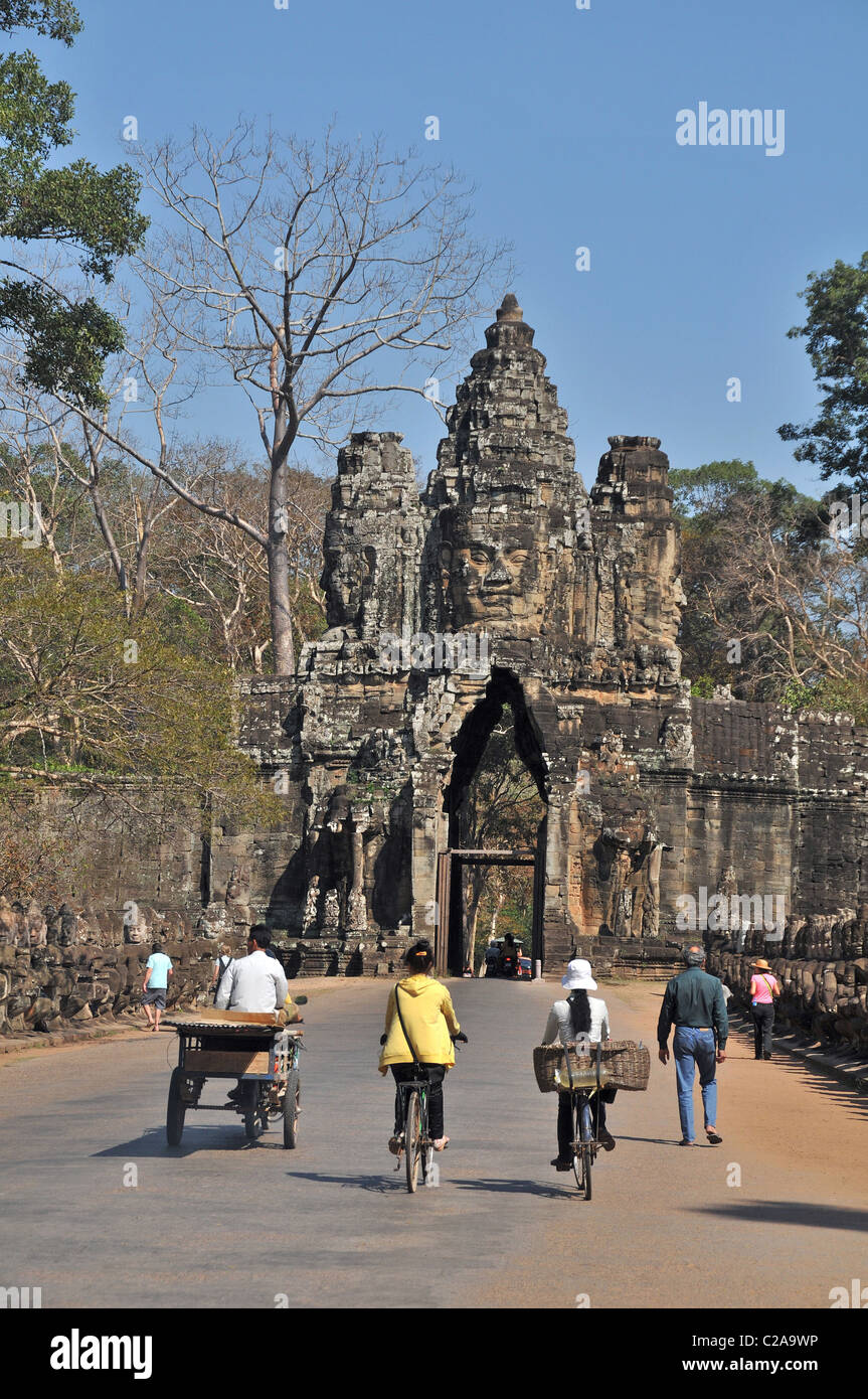 Angkor Thom south entrance Victory gate Siem Reap Cambodia Stock Photo