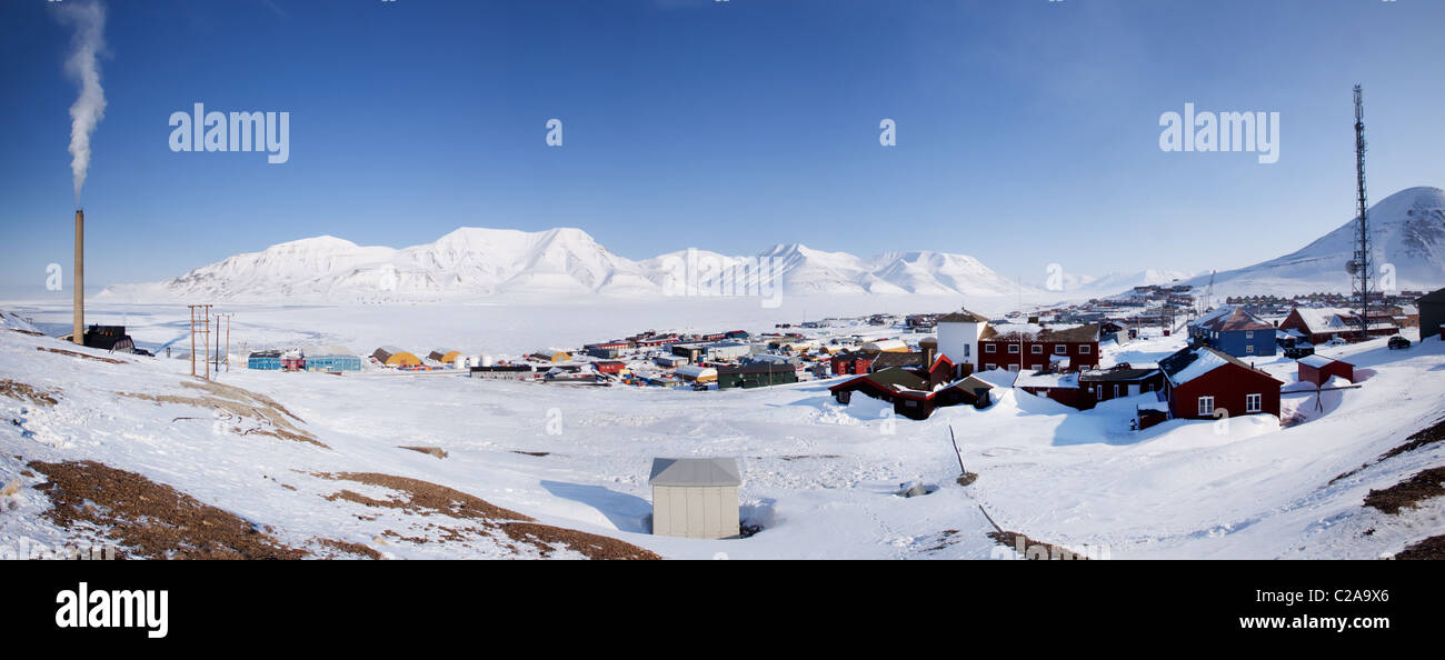 Longyearbyen on the island of Spitsbergen, Norway. The northern most town in the world. Stock Photo