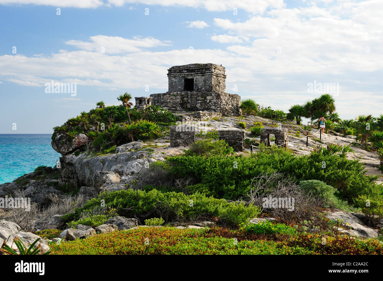 Temple of the Wind at Tulum, Quintana Roo, Mexico Stock Photo