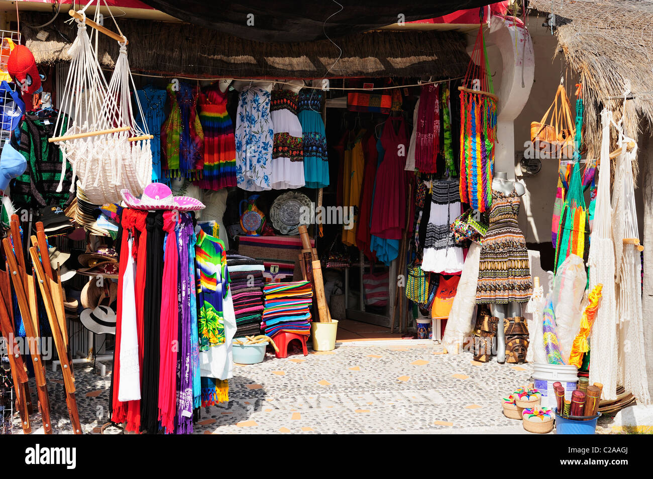 Colourful shop front at Puerto Morelos, Quintana Roo, Mexico Stock Photo