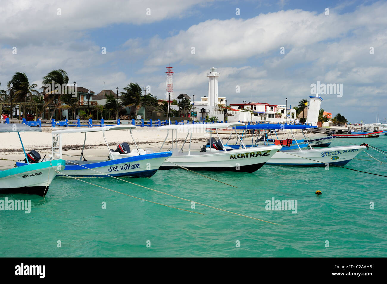 Seafront at Puerto Morelos, Quintana Roo, Mexico Stock Photo