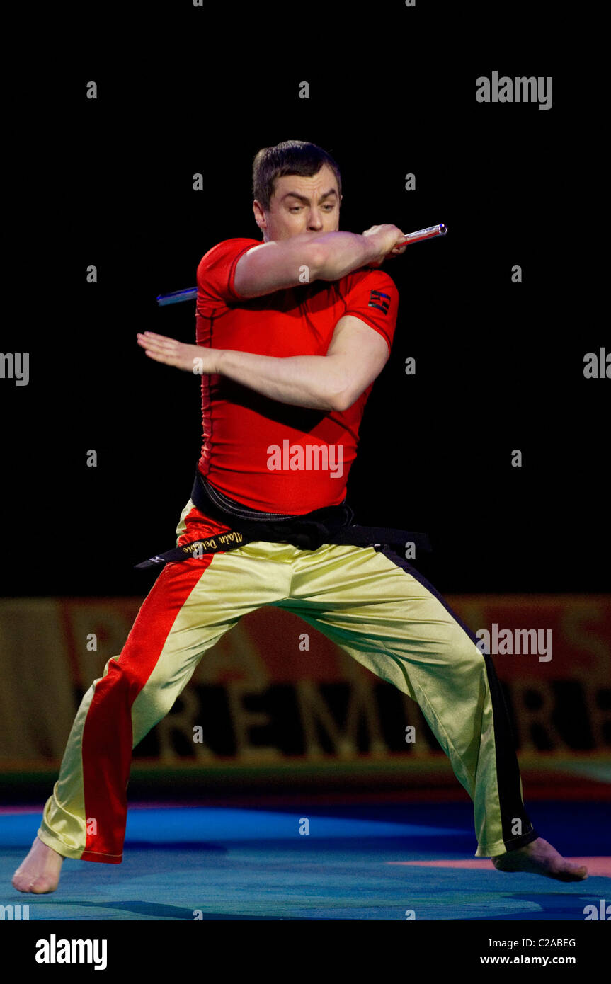 MR Belgian Actor and Martial Artist, Alan Delabie, performs a Nuchaku demonstration at Special