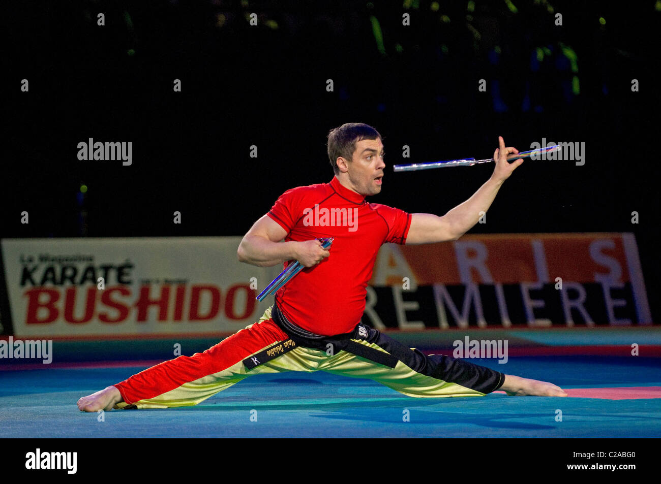 MR Belgian Actor and Martial Artist, Alan Delabie, performs a Nuchaku demonstration at Special