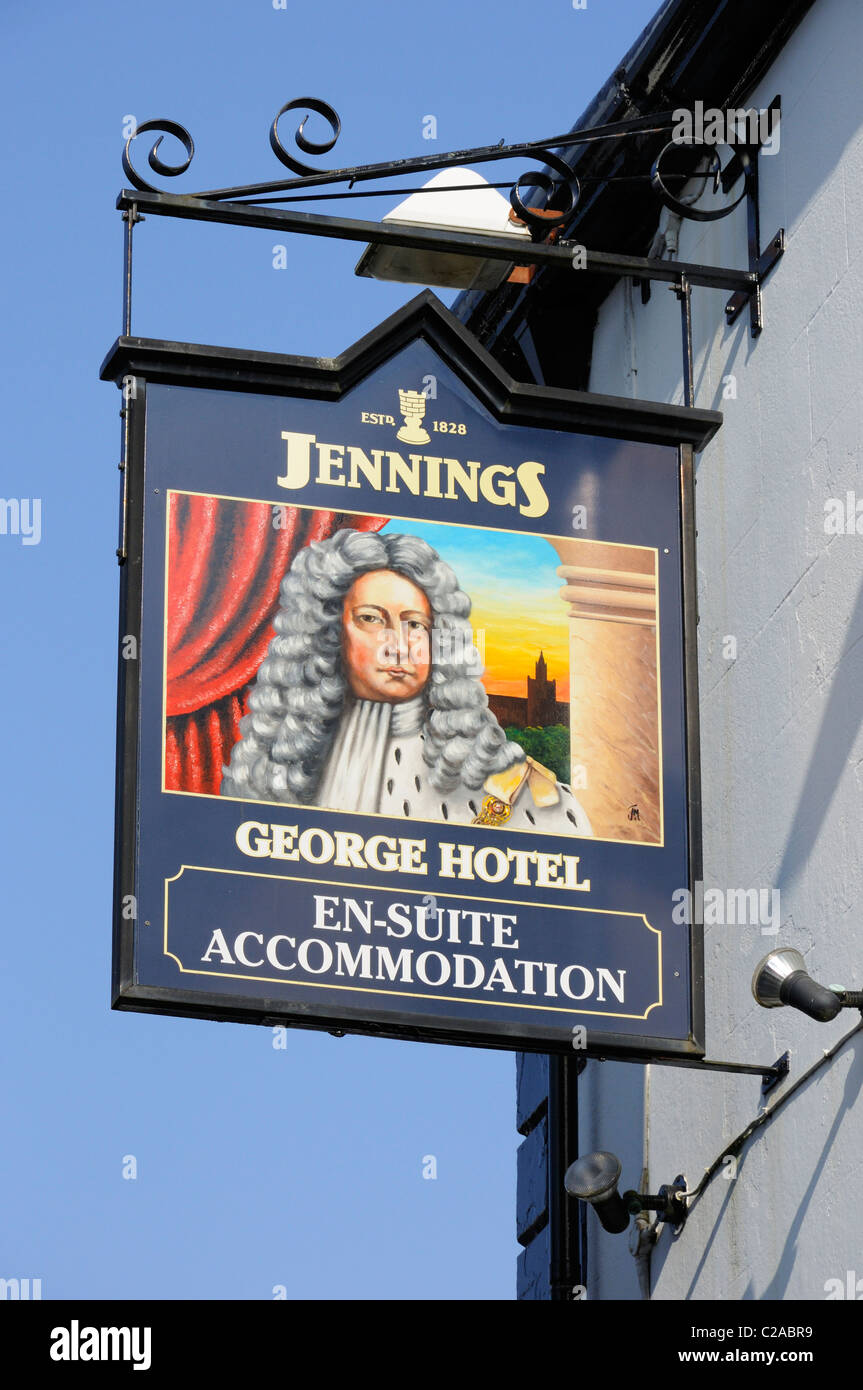 Pub sign for The George Hotel, Keswick, Lake District Stock Photo