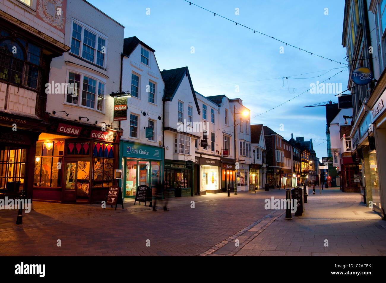 high street shops Canterbury City Kent England Stock Photo Alamy