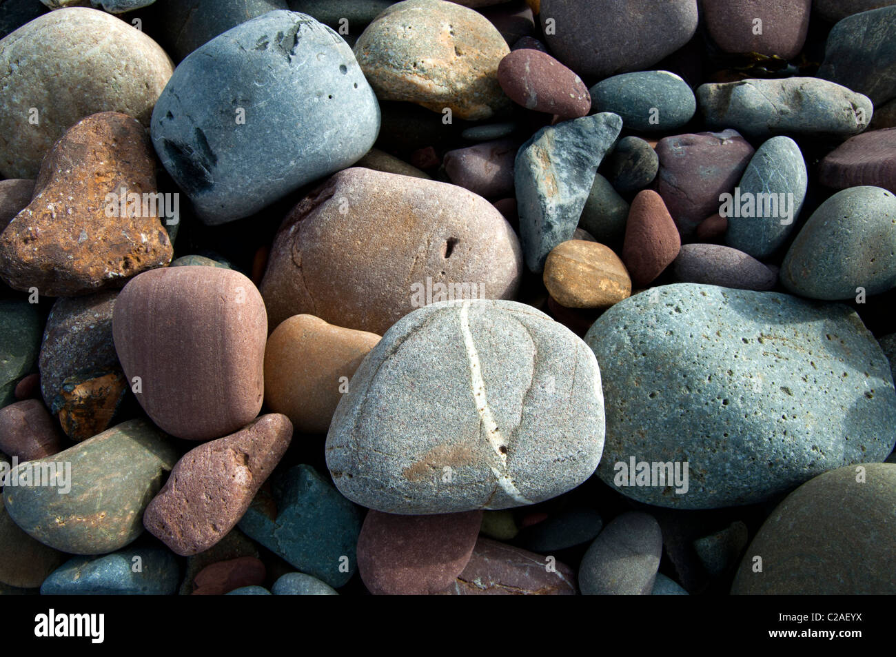 Pebbles on beach Freshwater west Wales Stock Photo