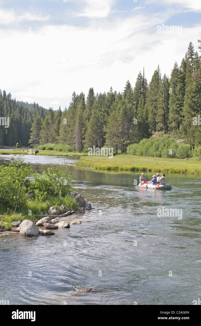 People rafting Truckee River near Lake Tahoe California Stock Photo