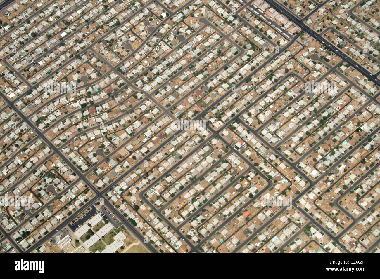 Aerial residential urban sprawl west of Phoenix Arizona Stock Photo
