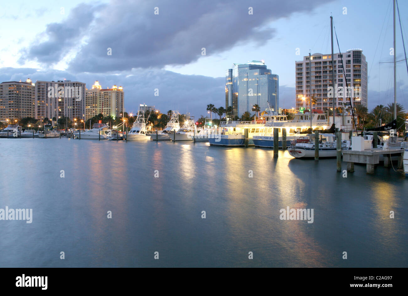 Evening lighting marina, Sarasota Bay Florida Stock Photo Alamy