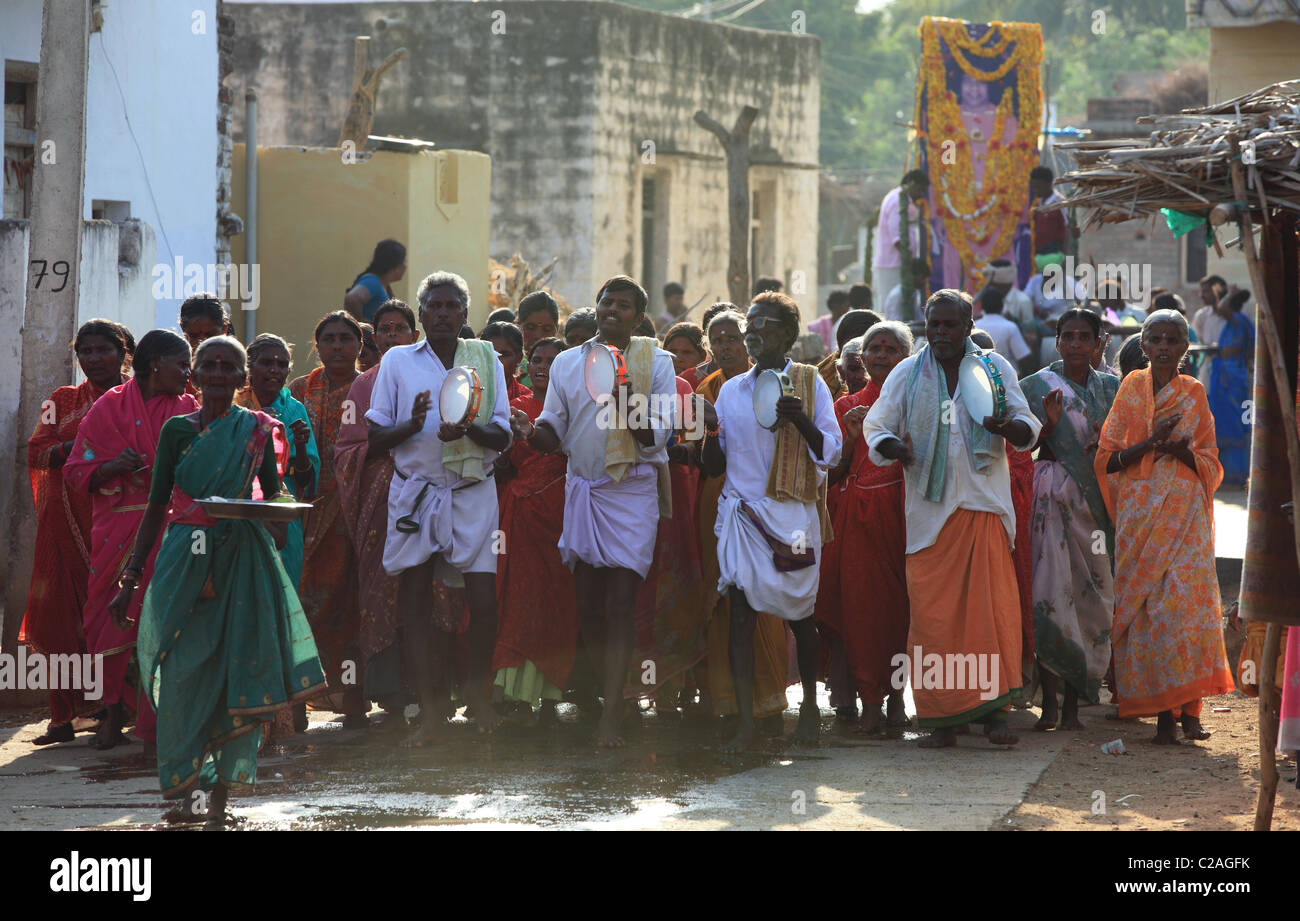 people singing bhajans for the good health of Bhagawan Sathya Sai Baba Andhra Pradesh South India Stock Photo