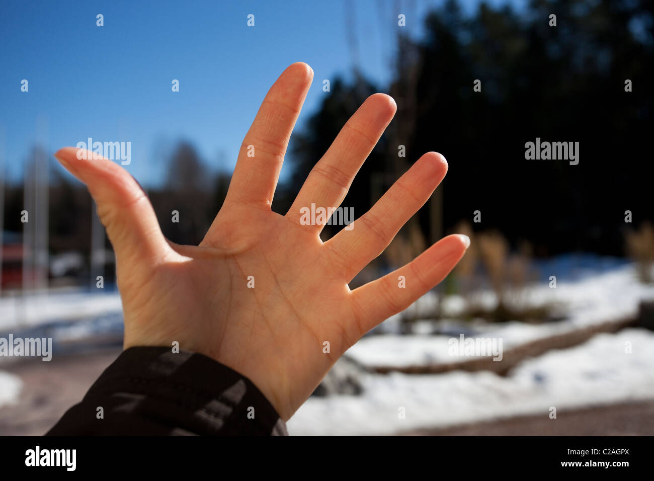 Woman hand sprawl fingers Stock Photo
