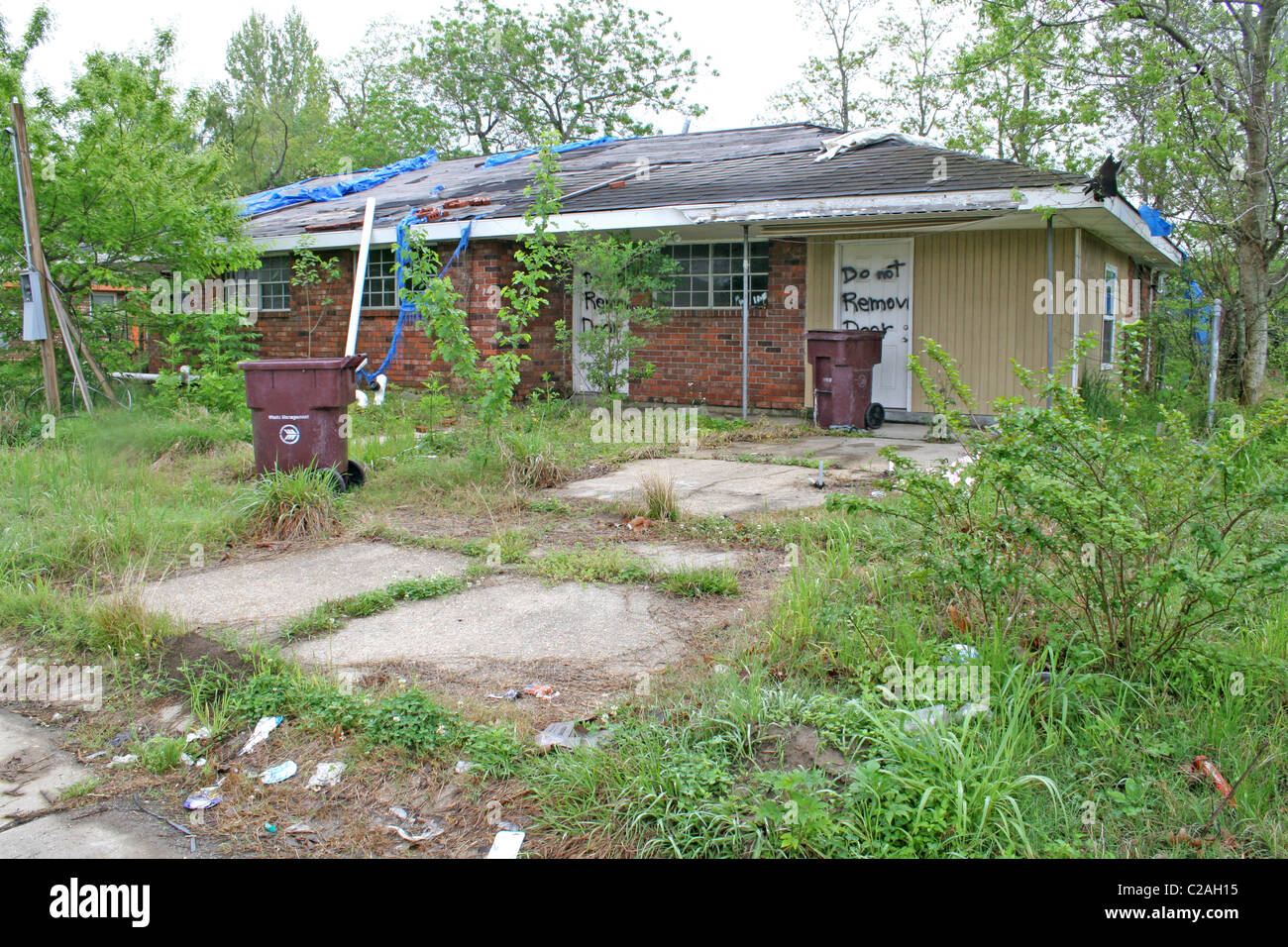 Hurricane Katrina damaged house abandoned Chalmette near New Orleans Louisiana Stock Photo