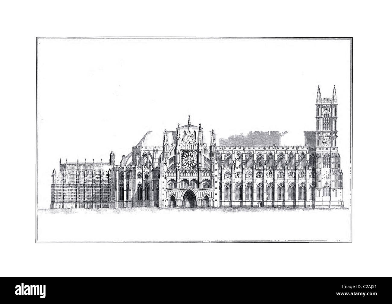 Westminster Abbey, London - Elevation of the North Side (published 1856) Stock Photo