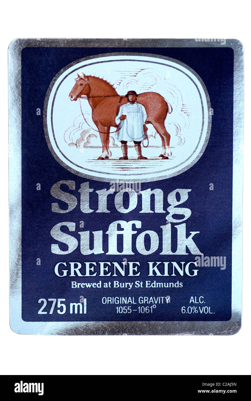 Greene King Strong Suffolk Ale bottle label - date unknown. Stock Photo