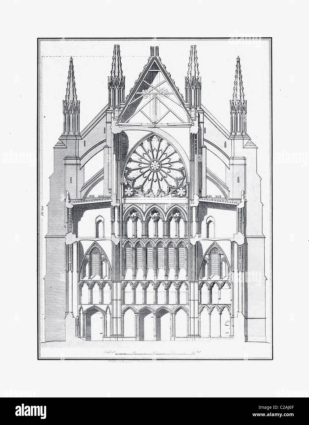Westminster Abbey, London - Section of the North Transept (published 1856) Stock Photo