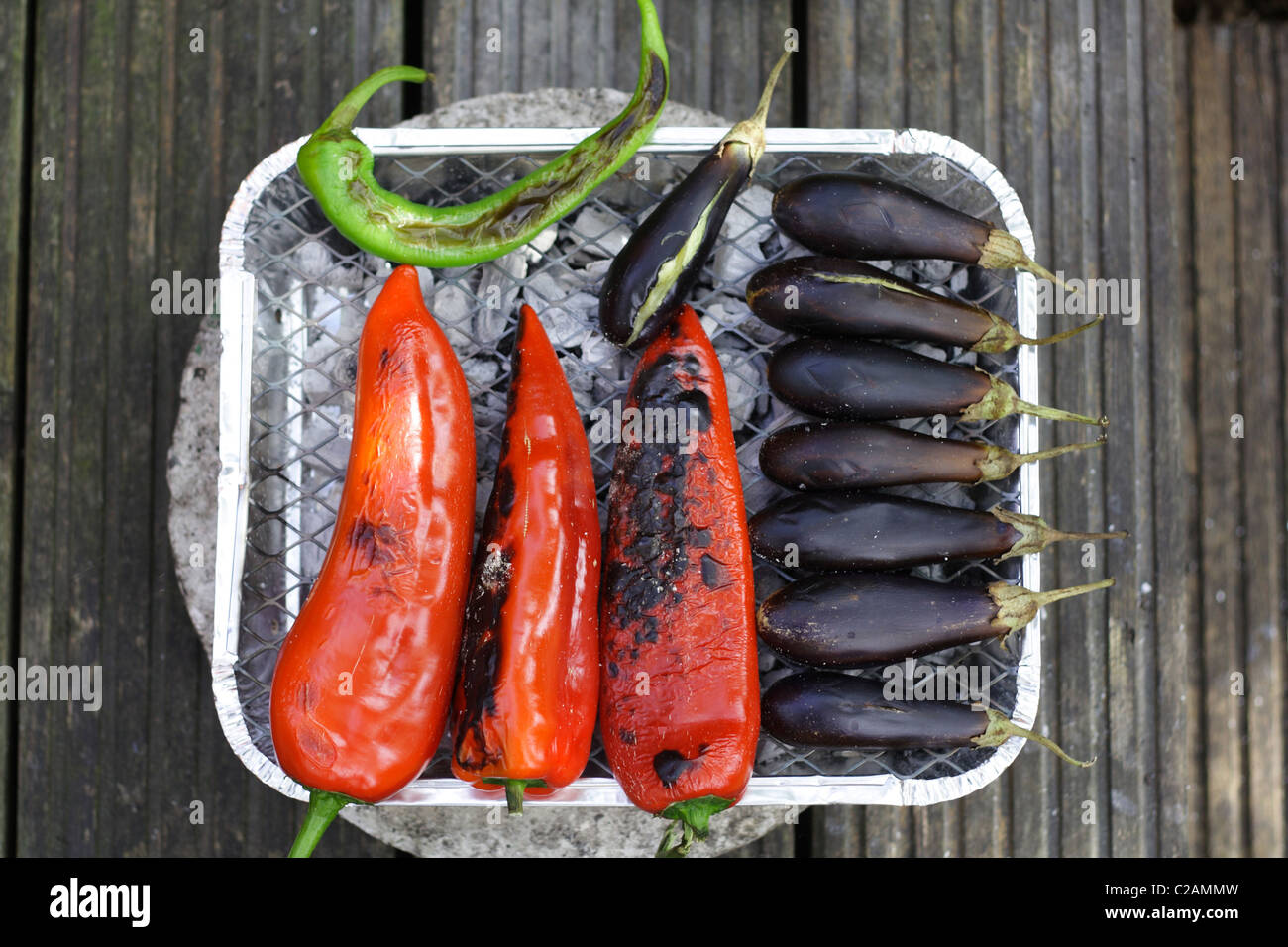 barbecued paprika peppers  aborigine food cooked Stock Photo