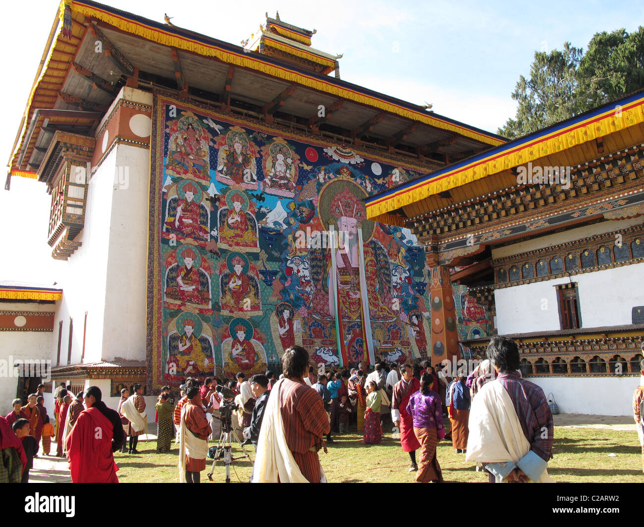 Huge thanka at the Talo festival, Talo monastery, Bhutan Stock Photo
