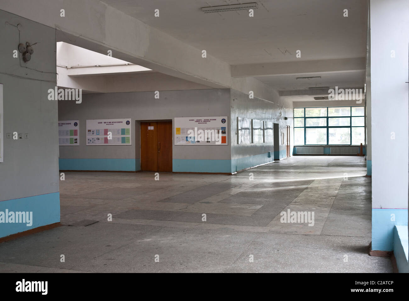 Empty school hallway Stock Photo