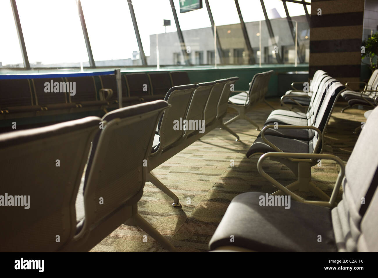 Philippines, Luzon, Manila, empty seating in airport terminal Stock Photo