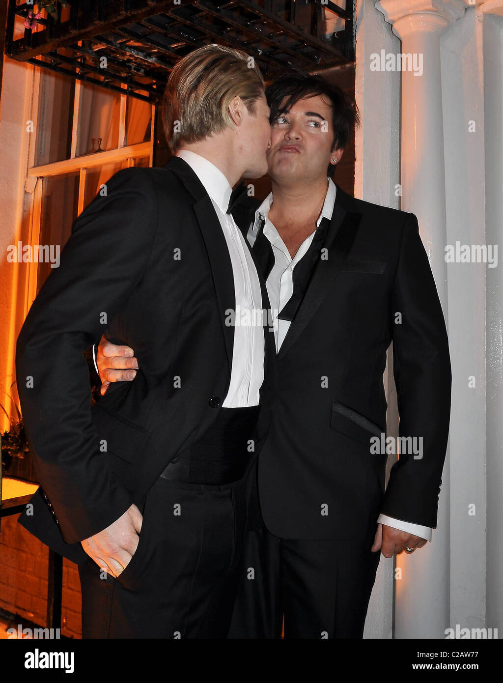 Steven Mannion, Eamon Farrell The wedding reception of Eamon Farrell, the  brother of Colin, with husband Steven Mannion at Stock Photo - Alamy