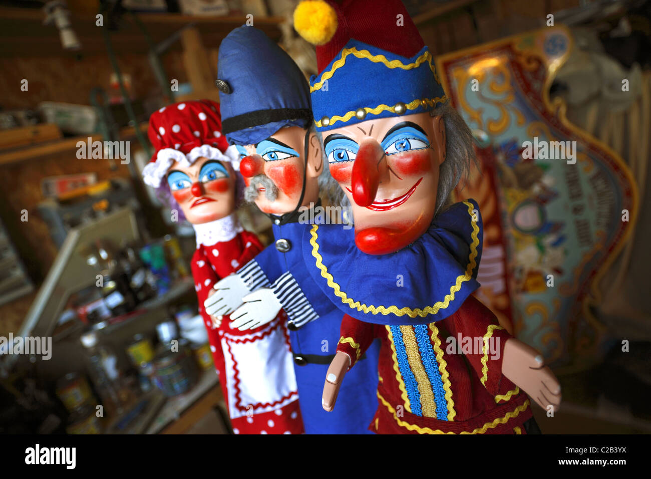 Punch and Judy puppets made by Professor Mark Poulton Stock Photo Alamy
